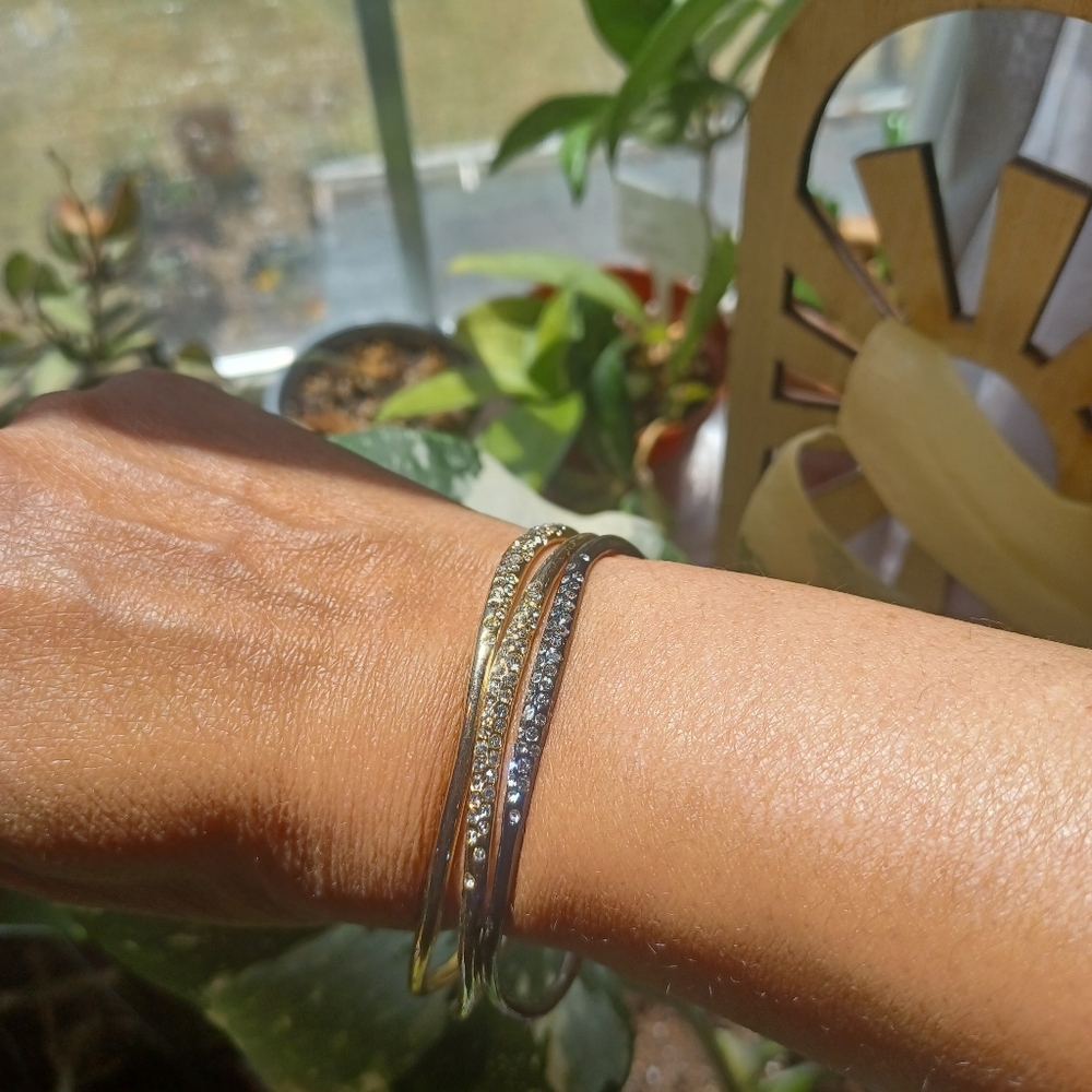 Alexis Bittar Solanales Crystals Encrusted Statement Bracelets  - Set of 3 - Picture 3 of 4